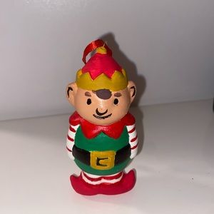 Ceramic Elf Christmas Ornament.